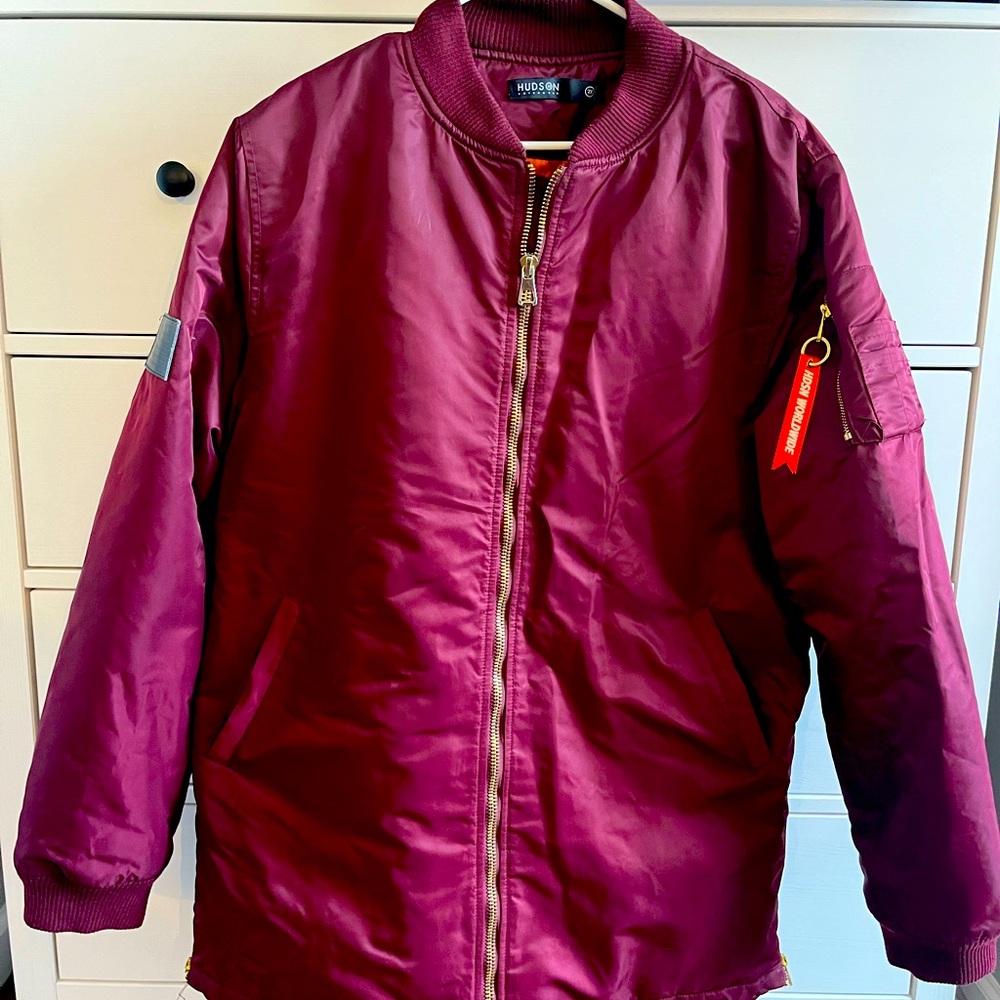 Burgundy Long Tail Hudson Bomber Jacket